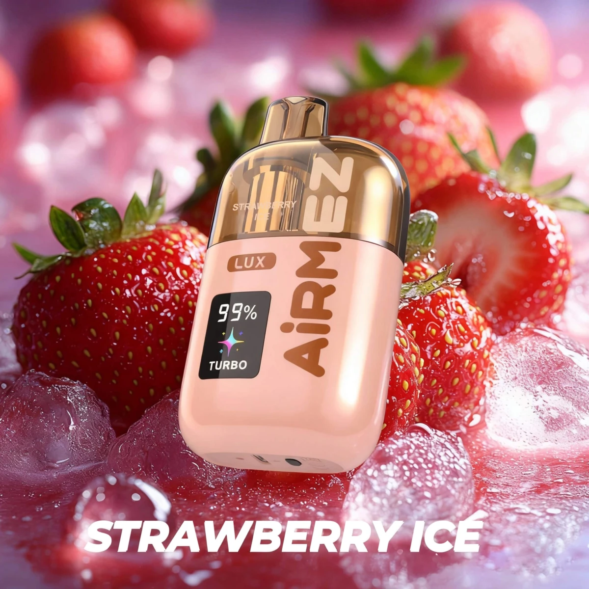 AIRMEZ LUX Disposable Vape Strawberry Ice Flavor, Dual Mode LUX/TURBO, Smart LED Display, Type-C Rechargeable, Bulk Vape Wholesale