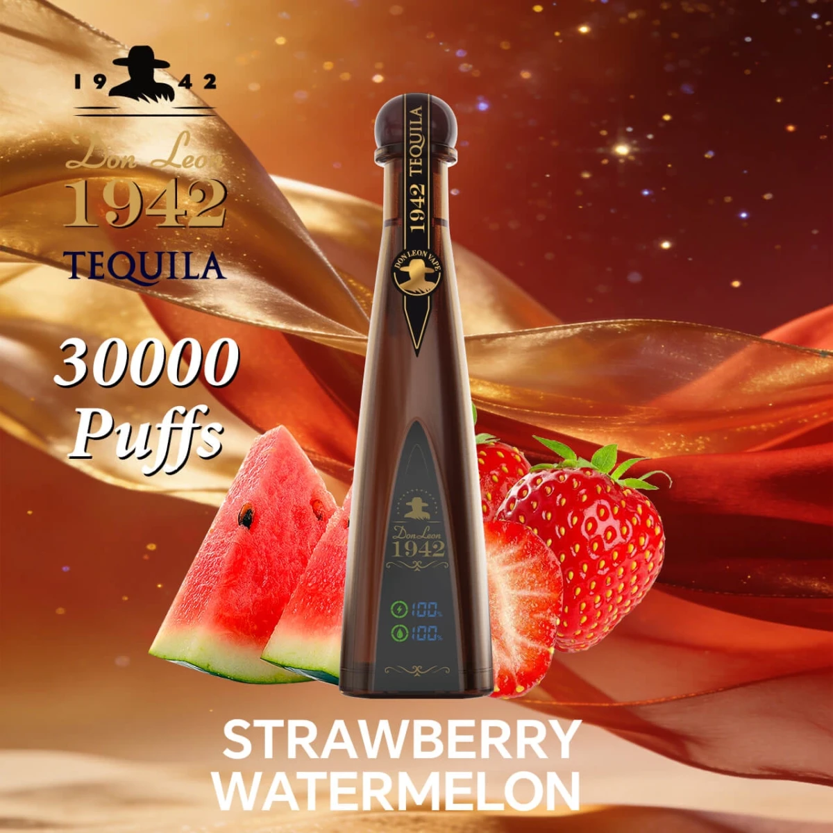 Don Leon 1942 tequila 30000 puffs strawberry watermelon disposable vape, tequila bottle design rechargeable bulk vape