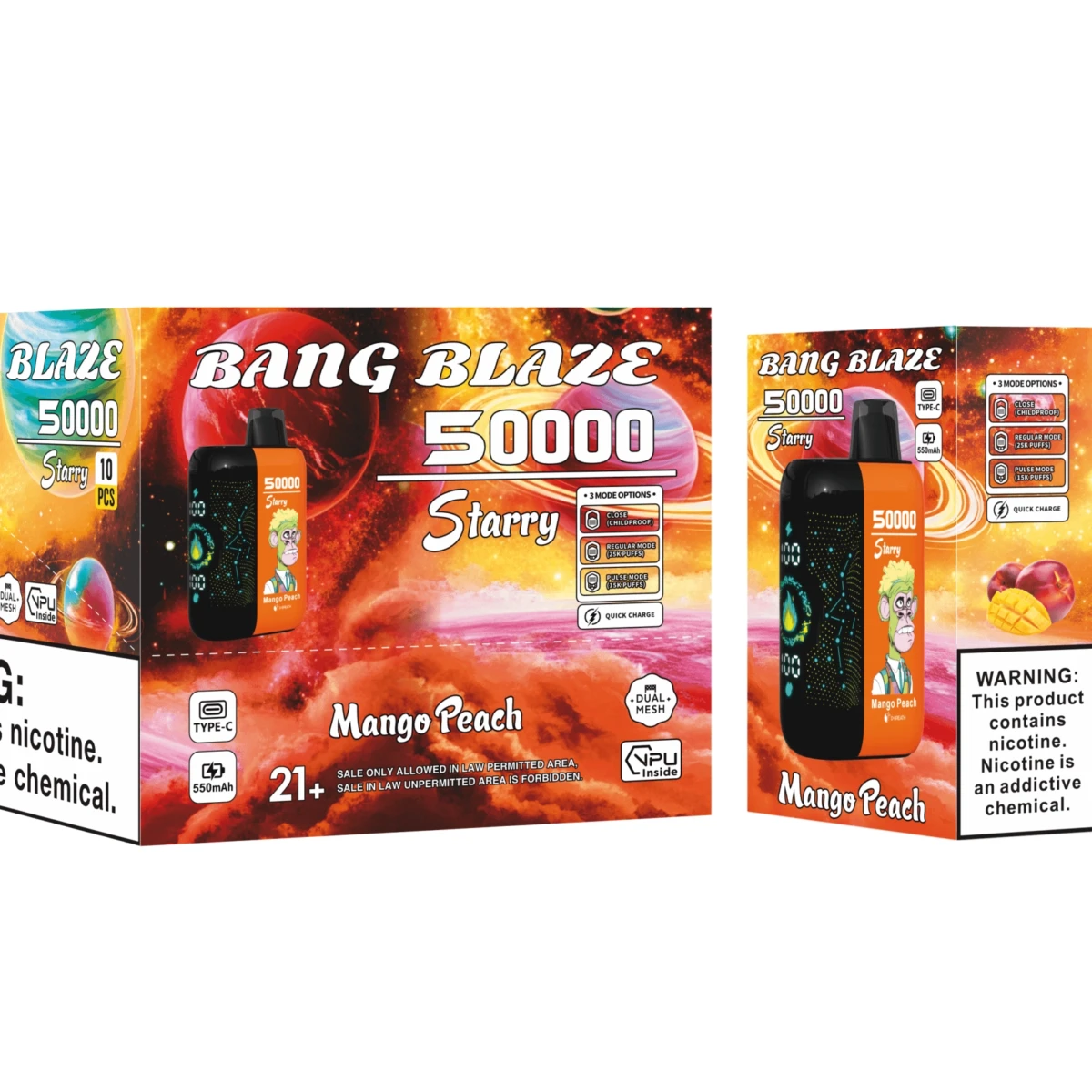 Bang Blaze 50000 Starry Mango Peach disposable vape, wholesale, 50k puffs
