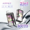 Airmez fox 2 in 1 80000 puffs disposable vape, dual flavor mesh coil Type-C rechargeable bulk vape
