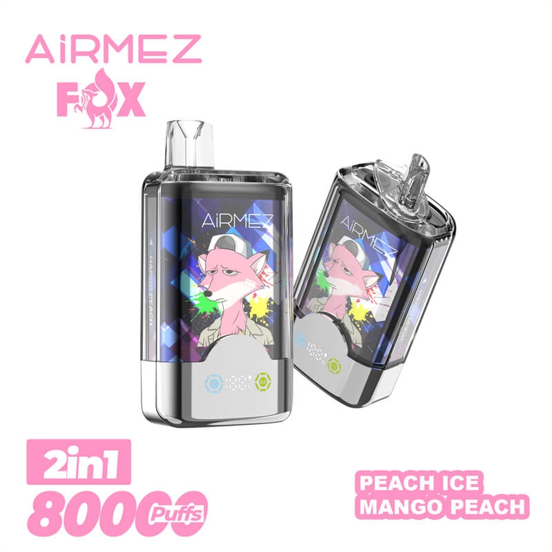 AIRMEZ FOX 2-in-1 8000 Disposable Vape, Peach Ice Mango Peach, 8000 Puffs, Fox Design, Bulk Wholesale E-Cig