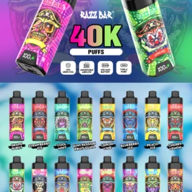 Razz Bar 40000 40K Puff Adjustable Disposable Vape | Big Puff Vape Rechargeable with 2%/5% Nic Salt, Airflow Control & LED Screen