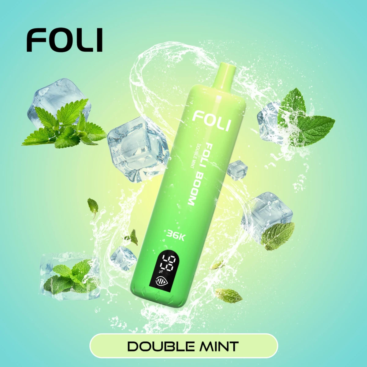 FOLI BOOM 36K Disposable Vape Double Mint Flavor, 36000 Puffs Rechargeable Vape with Digital Screen, Bulk Disposable E-Cigarette Wholesale