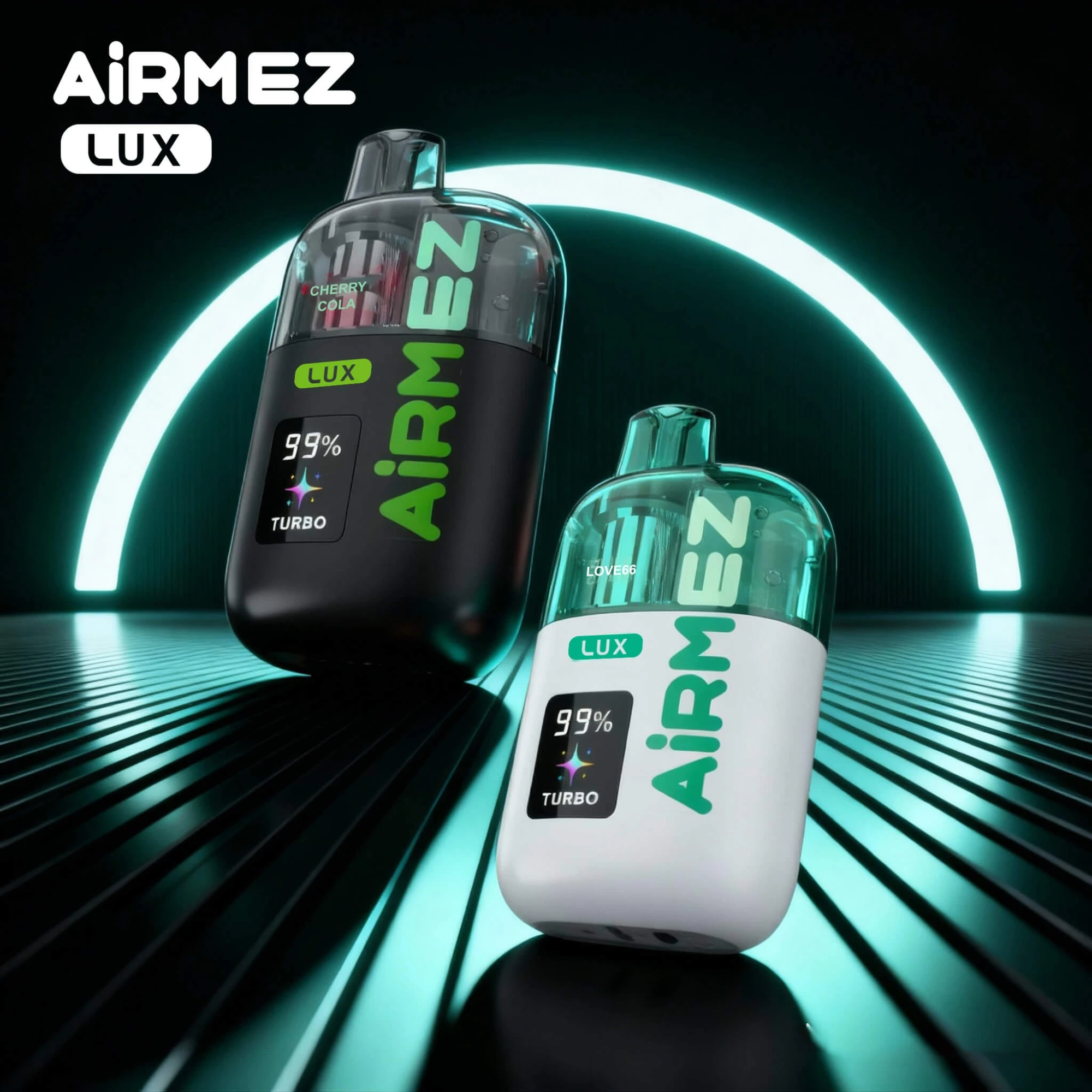 Airmez LUX turbo disposable vape, LED display Type-C rechargeable, cherry cola flavor premium bulk vape