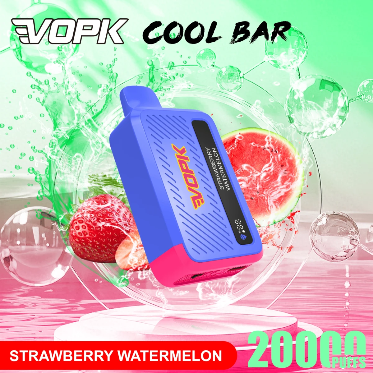 VOPK Cool Bar 20000 Puffs Disposable Vape Strawberry Watermelon Flavor, 2% 5% Nicotine Rechargeable Vape
