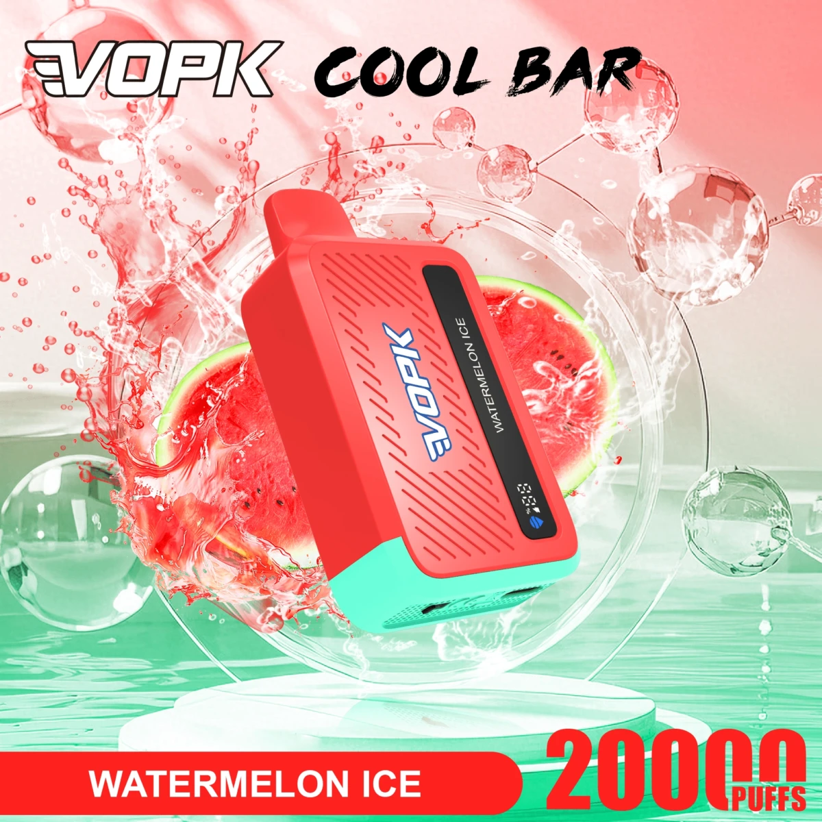 VOPK Cool Bar 20000 Puffs Disposable Vape Watermelon Ice Flavor, 2% 5% Nicotine Rechargeable E-Cigarette