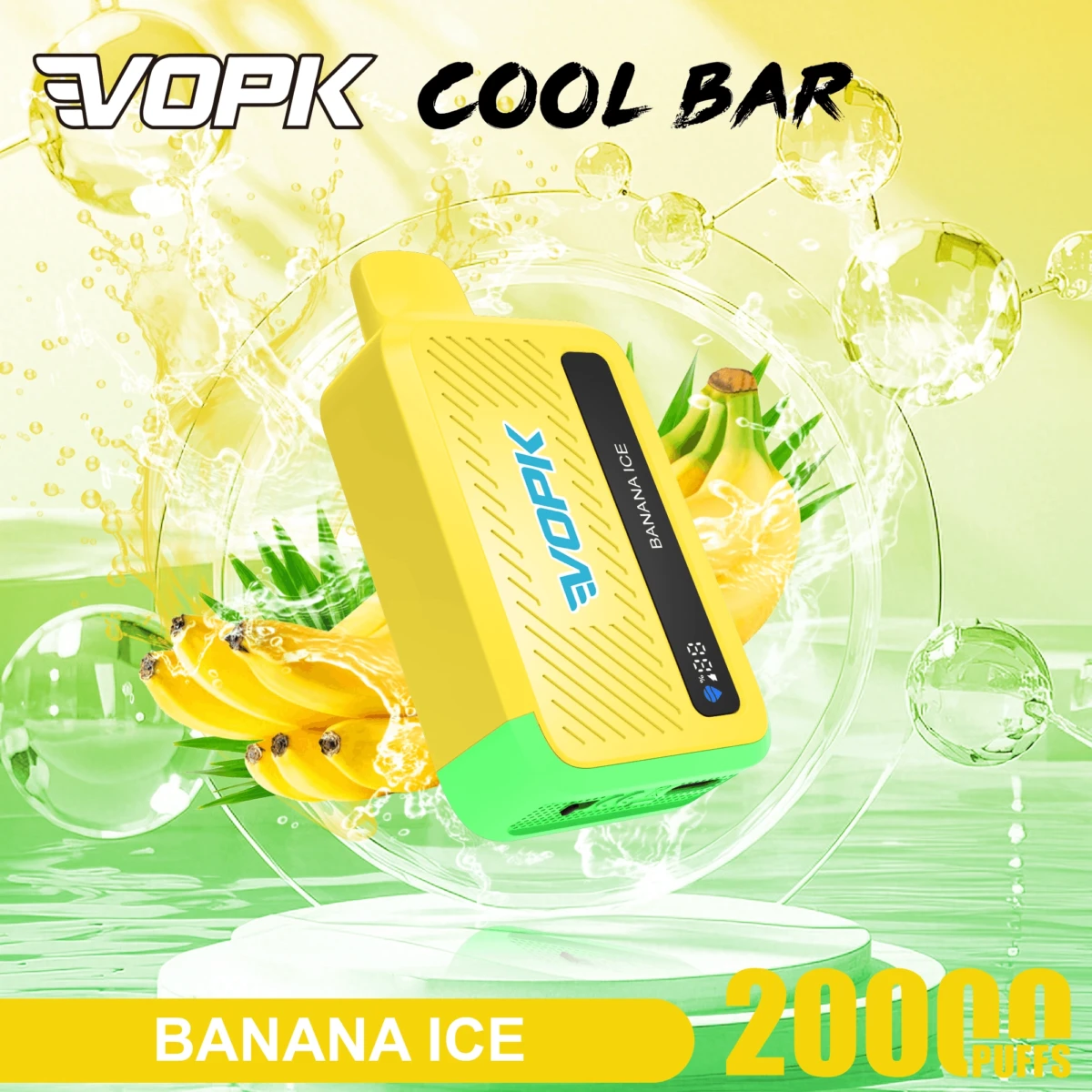VOPK Cool Bar 20000 Puffs Disposable Vape Banana Ice Flavor, 2% 5% Nicotine Rechargeable Vape