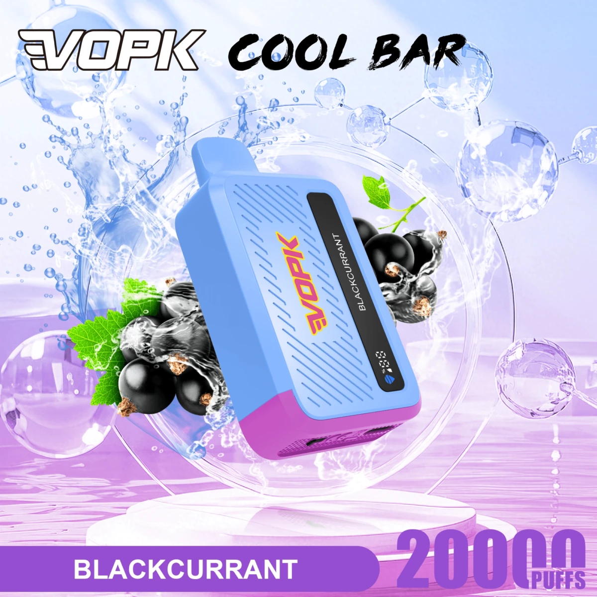 VOPK Cool Bar 20000 Puffs Disposable Vape Blackcurrant Flavor, 2% 5% Nicotine Rechargeable E-Cigarette