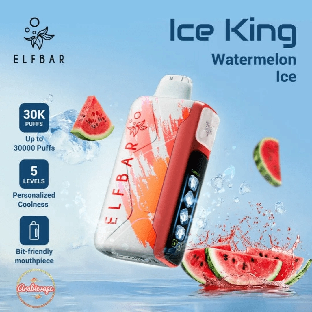 ELFBAR Ice King 30000 Puffs Watermelon Ice disposable vape, 5 adjustable coolness, 30K puffs, watermelon ice flavor