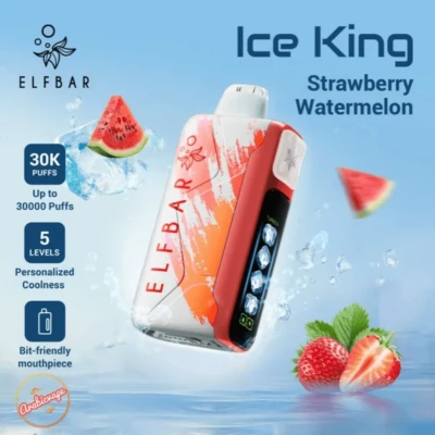 ELFBAR Ice King 30000 Puffs Strawberry Watermelon disposable vape, 5 adjustable coolness, 30K puffs, strawberry watermelon flavor