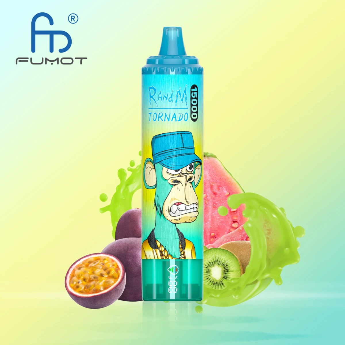 FUMOT RandM Tornado 15000 puffs disposable vape passion fruit kiwi guava flavor with digital screen