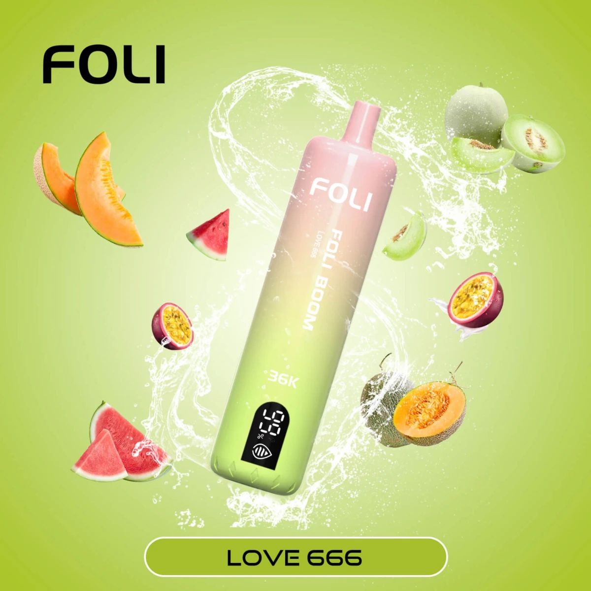 FOLI BOOM 36K Disposable Vape Love 666 Flavor, 36000 Puffs Rechargeable Vape with Digital Screen, Mixed Fruit Bulk Wholesale Disposable E-Cigarette