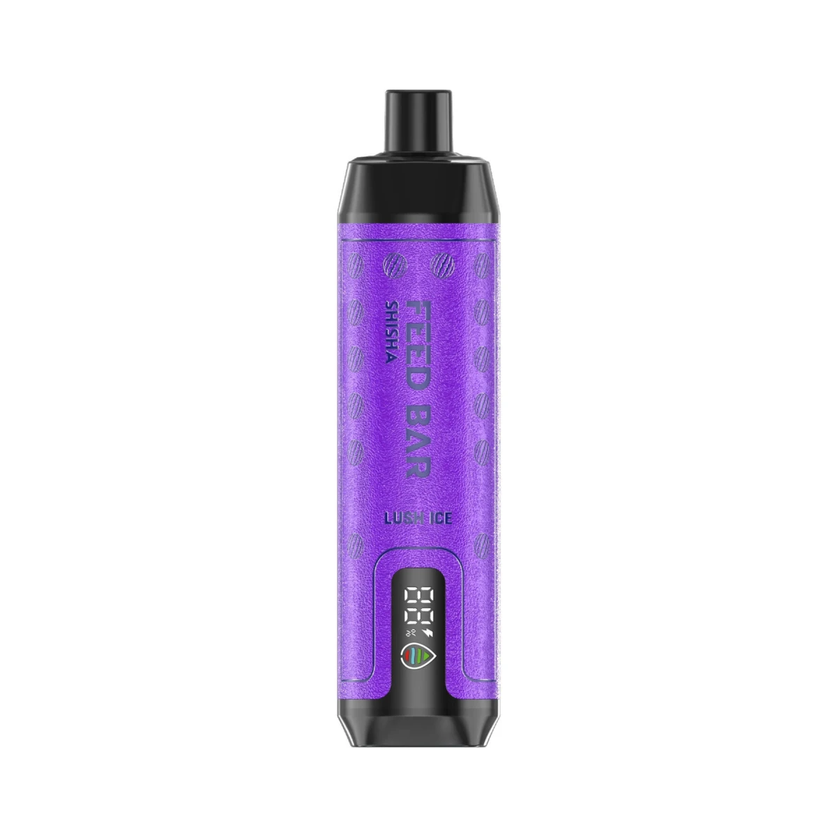 Purple FEED BAR Shisha disposable vape with Lush Ice flavor, featuring vertical 