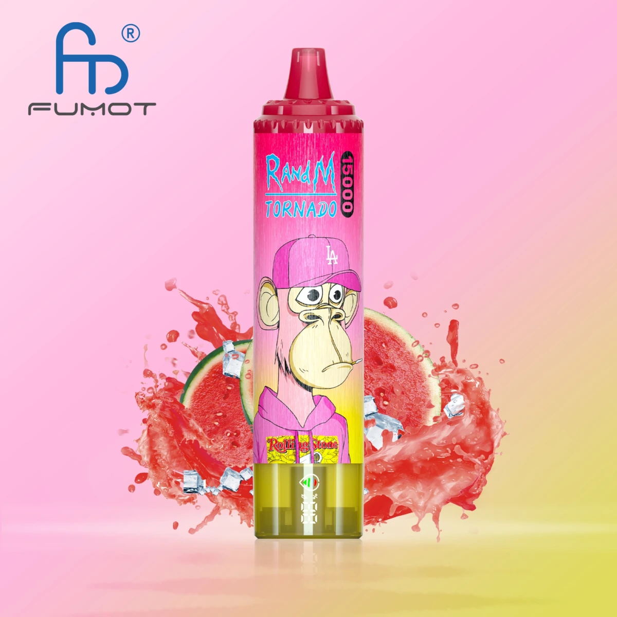 FUMOT RandM Tornado 15000 puffs disposable vapeLush ice flavor with digital display, bulk wholesale