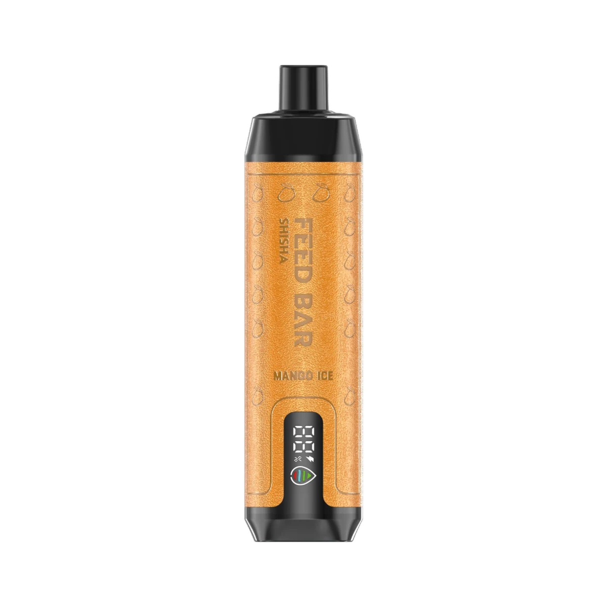 Orange FEED BAR Shisha disposable vape with Mango Ice flavor, featuring vertical 