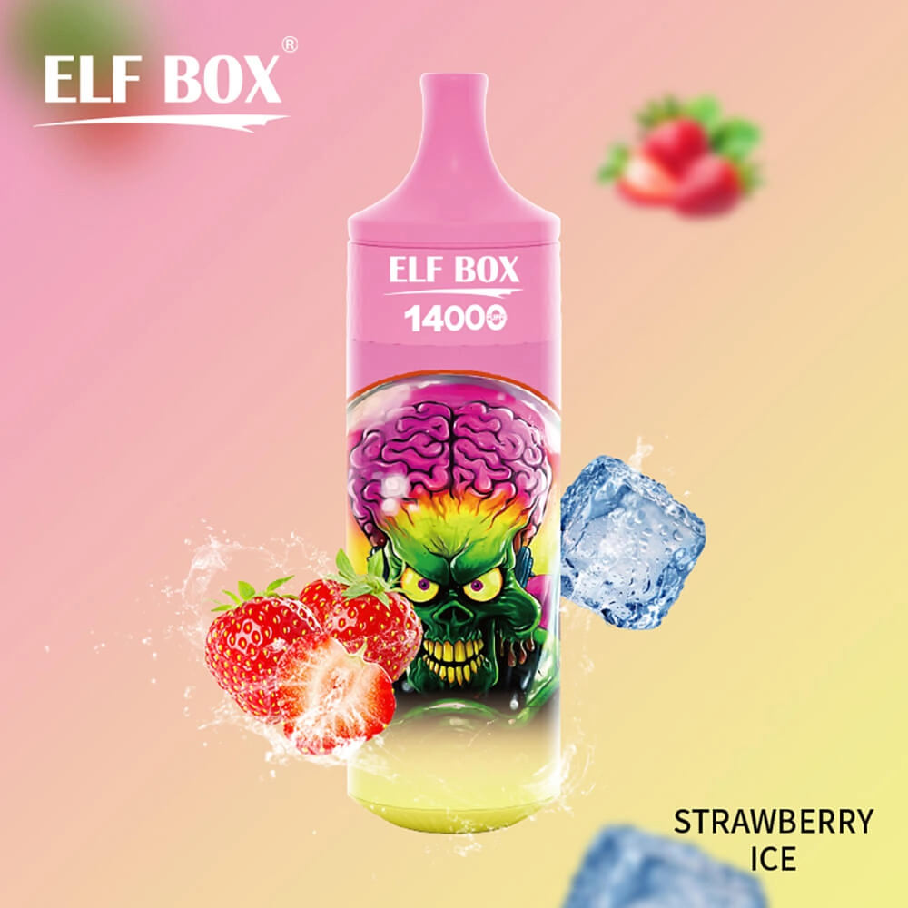 ELF BOX 14000 strawberry ice disposable vape, pink alien design, 14000 puffs rechargeable bulk vape