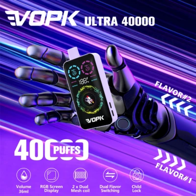 VOPK ULTRA 40000 Puffs Disposable Vape, Robotic Hand Design, Dual Flavor Switching, RGB Smart Screen, Child Lock, 36ml Mesh Coil, Bulk Wholesale E-Cigarette