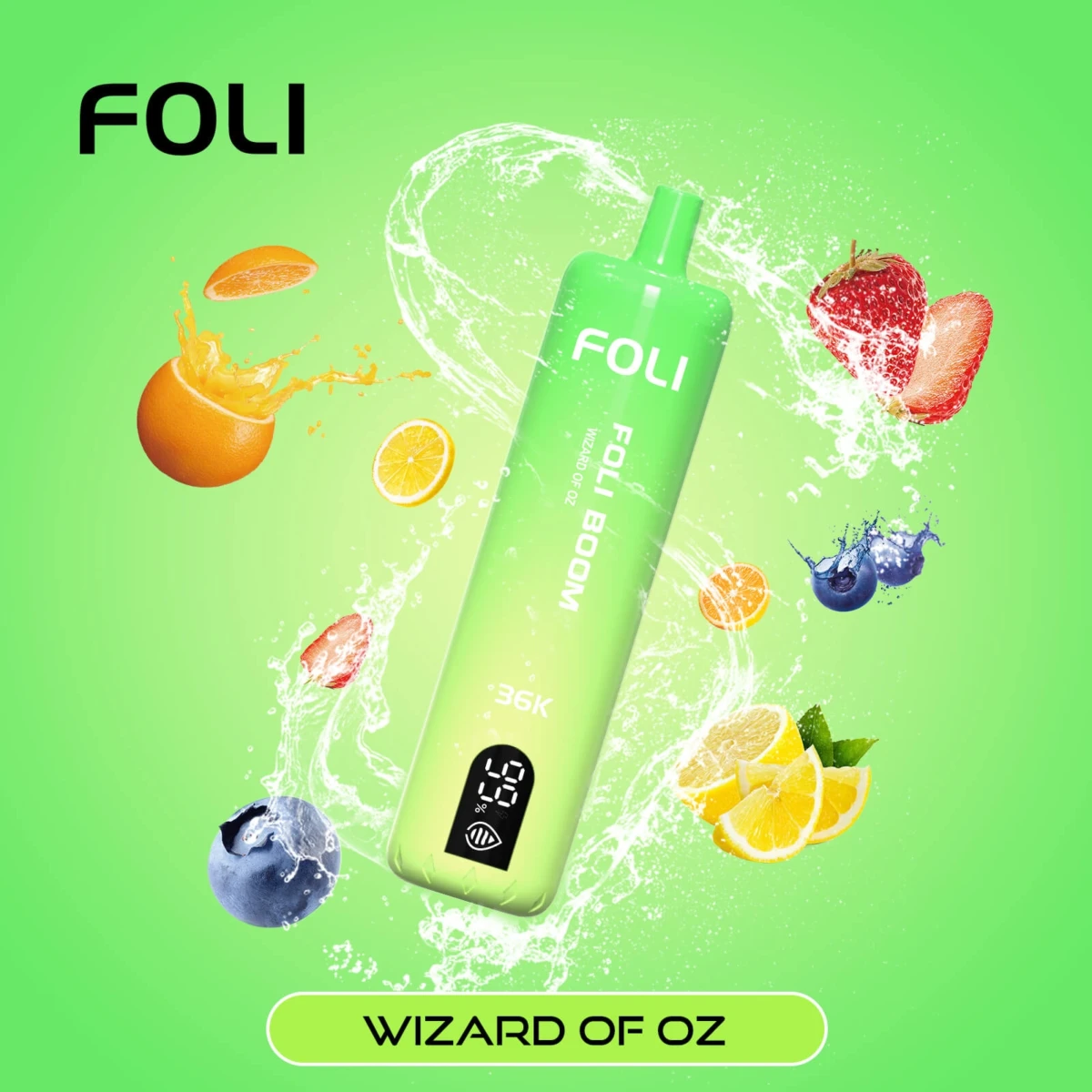 FOLI BOOM 36K Disposable Vape Wizard of Oz Flavor, 36000 Puffs Rechargeable E-Cigarette with Digital Display, Bulk Vape Wholesale