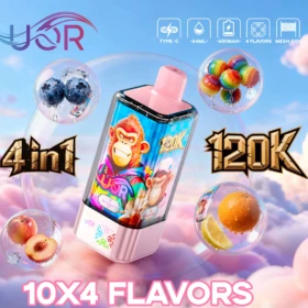 UOR 120000 120k Puffs 4 in 1 Flavors Disposable Vape 4 Adjustable Flavors 2% 5% Nicotine 10Tastes Smart Display | Vape Factory Wholesale