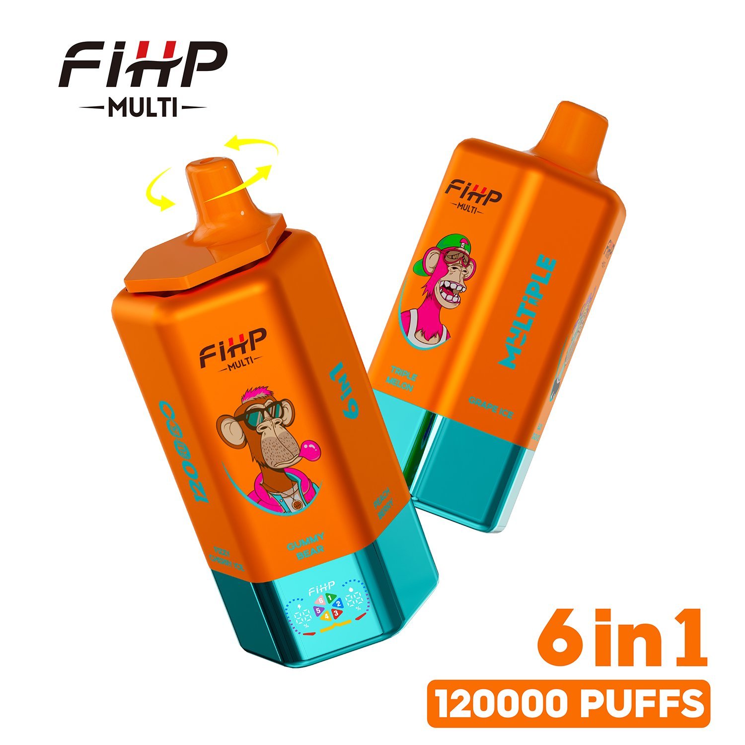 FIHP 120K 6-in-1 120000 Puffs | led screen multi-flavor 64ml high puff count bulk disposable vape - Image 14