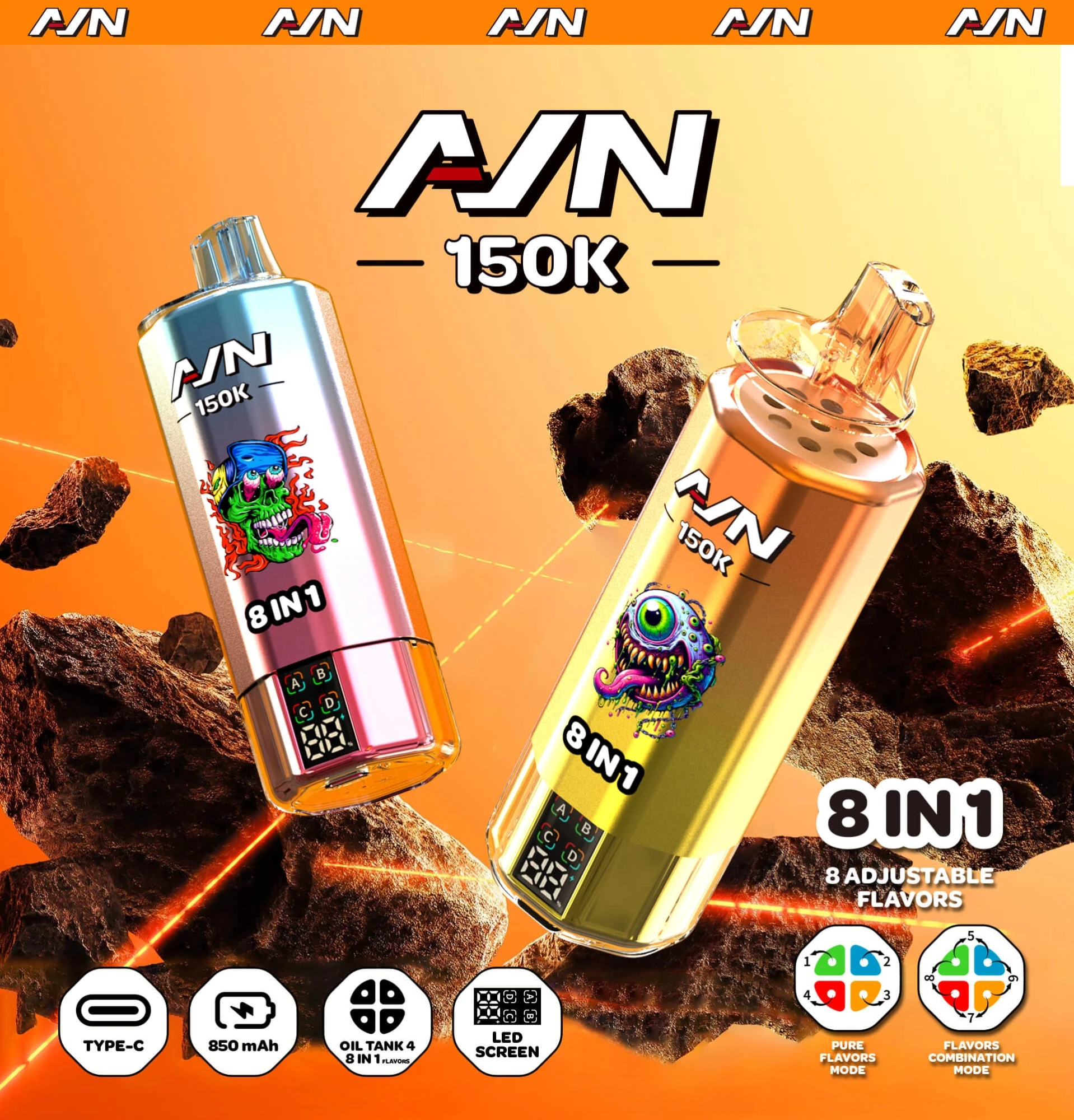 EU warehouse AIVONO AIM AVN 150K Disposable Vapes 8 IN1 Flavor 150000 Puffs Low Nicotine Wholesale - Image 6