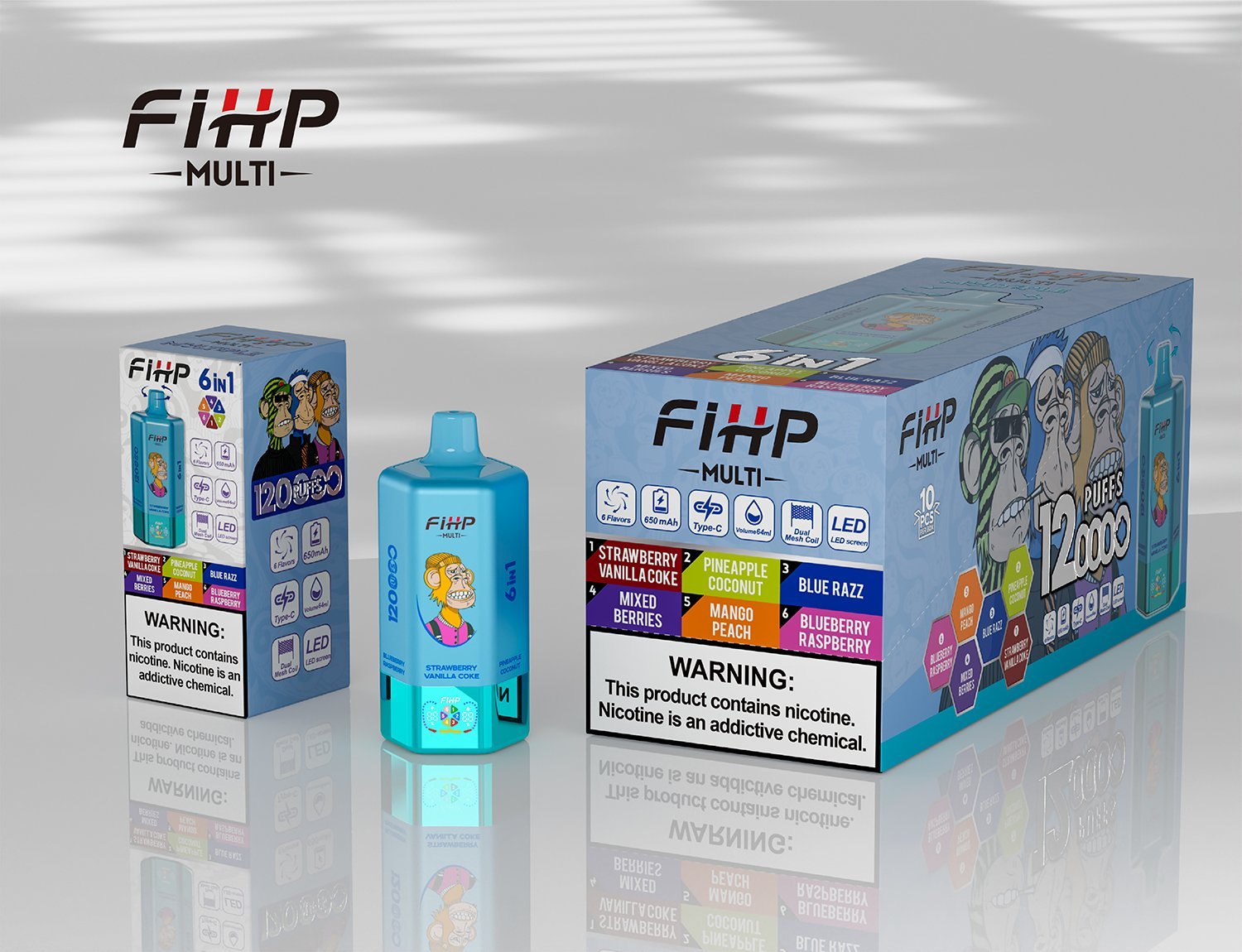 FIHP 120K 6-in-1 120000 Puffs | led screen multi-flavor 64ml high puff count bulk disposable vape - Image 8