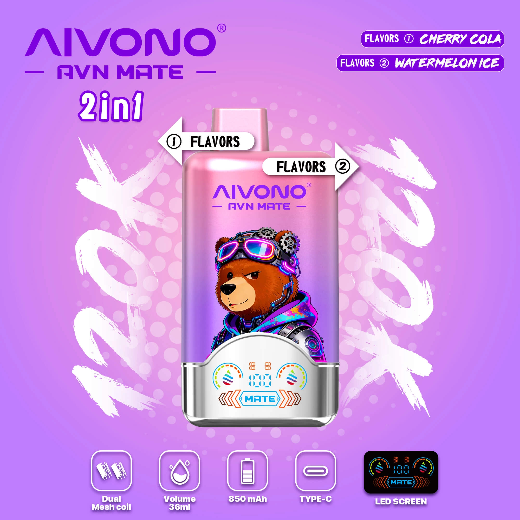 AIVONO AVN MATE 120000 Puffs Disposable Vapes 2 In 1 Taste Wholesale Bulk Buy 120K Smart Screen - Image 8