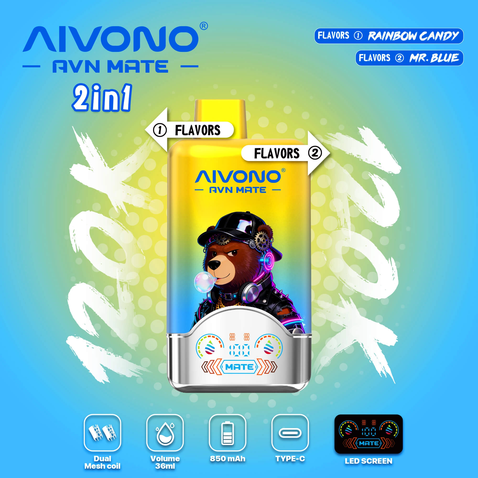 AIVONO AVN MATE 120000 Puffs Disposable Vapes 2 In 1 Taste Wholesale Bulk Buy 120K Smart Screen - Image 6