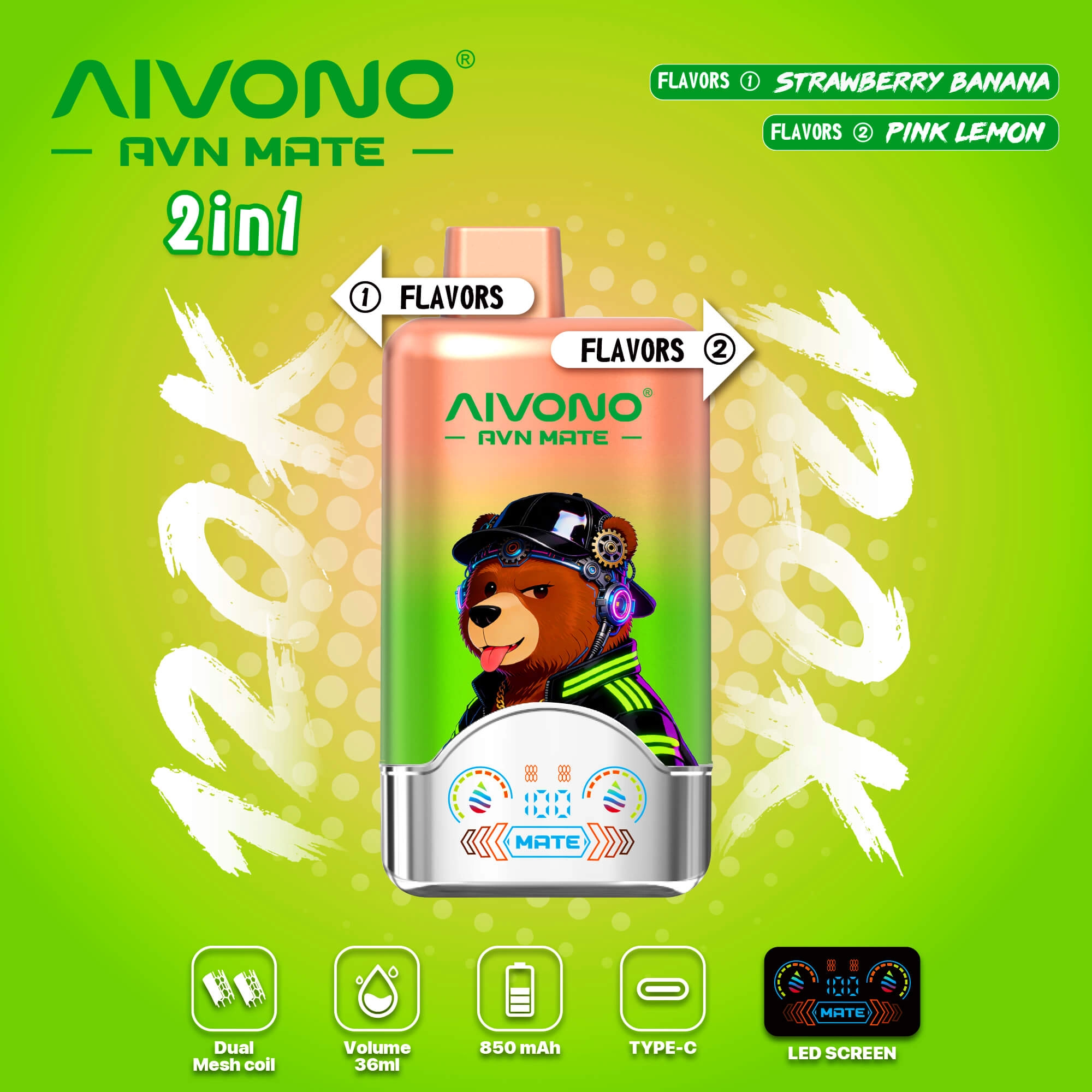 AIVONO AVN MATE 120000 Puffs Disposable Vapes 2 In 1 Taste Wholesale Bulk Buy 120K Smart Screen - Image 4