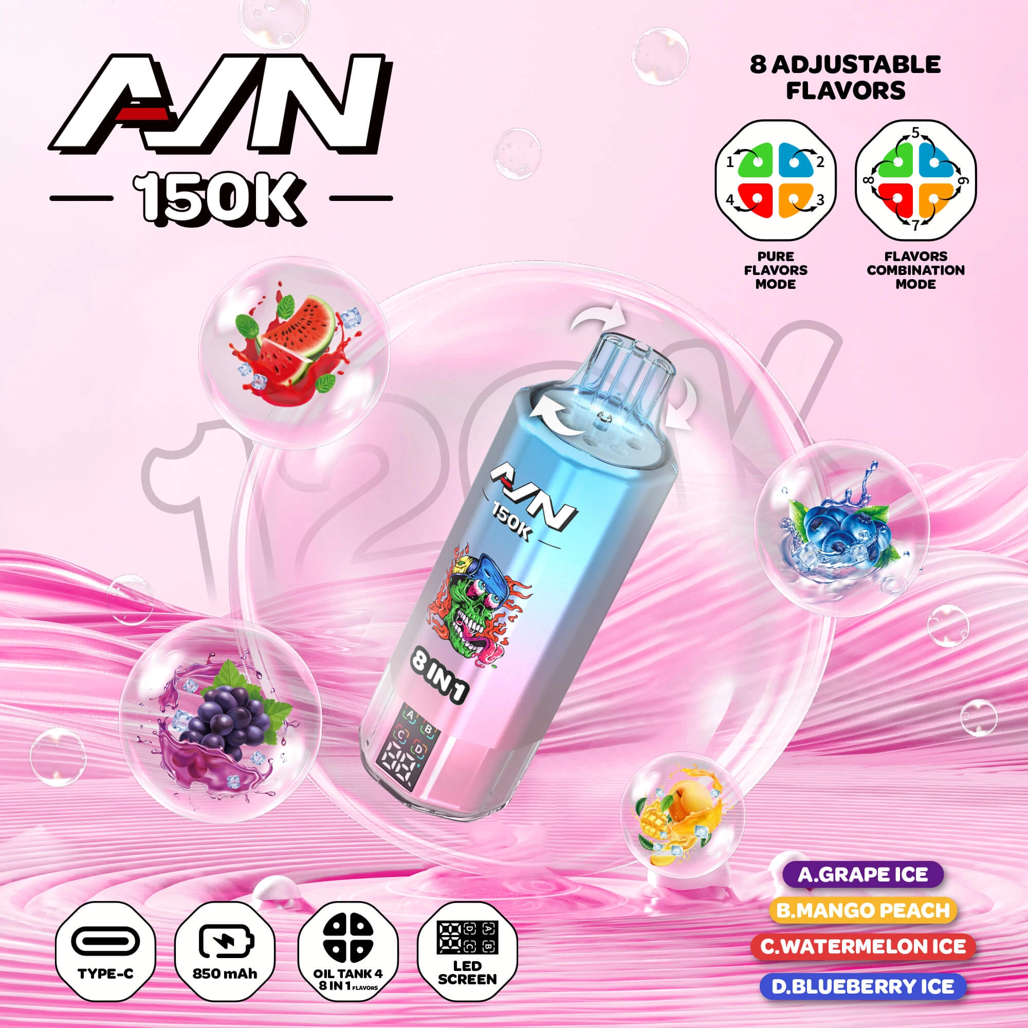 EU warehouse AIVONO AIM AVN 150K Disposable Vapes 8 IN1 Flavor 150000 Puffs Low Nicotine Wholesale - Image 11
