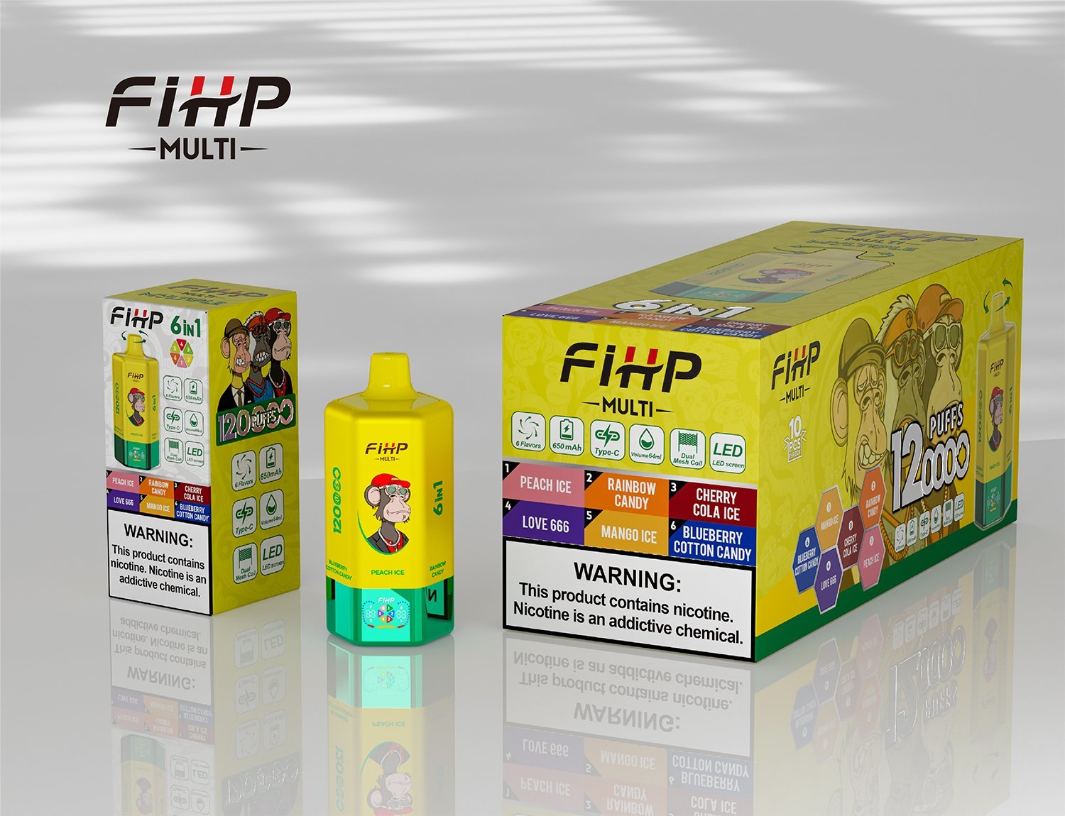 FIHP 120K 6-in-1 120000 Puffs | led screen multi-flavor 64ml high puff count bulk disposable vape - Image 13