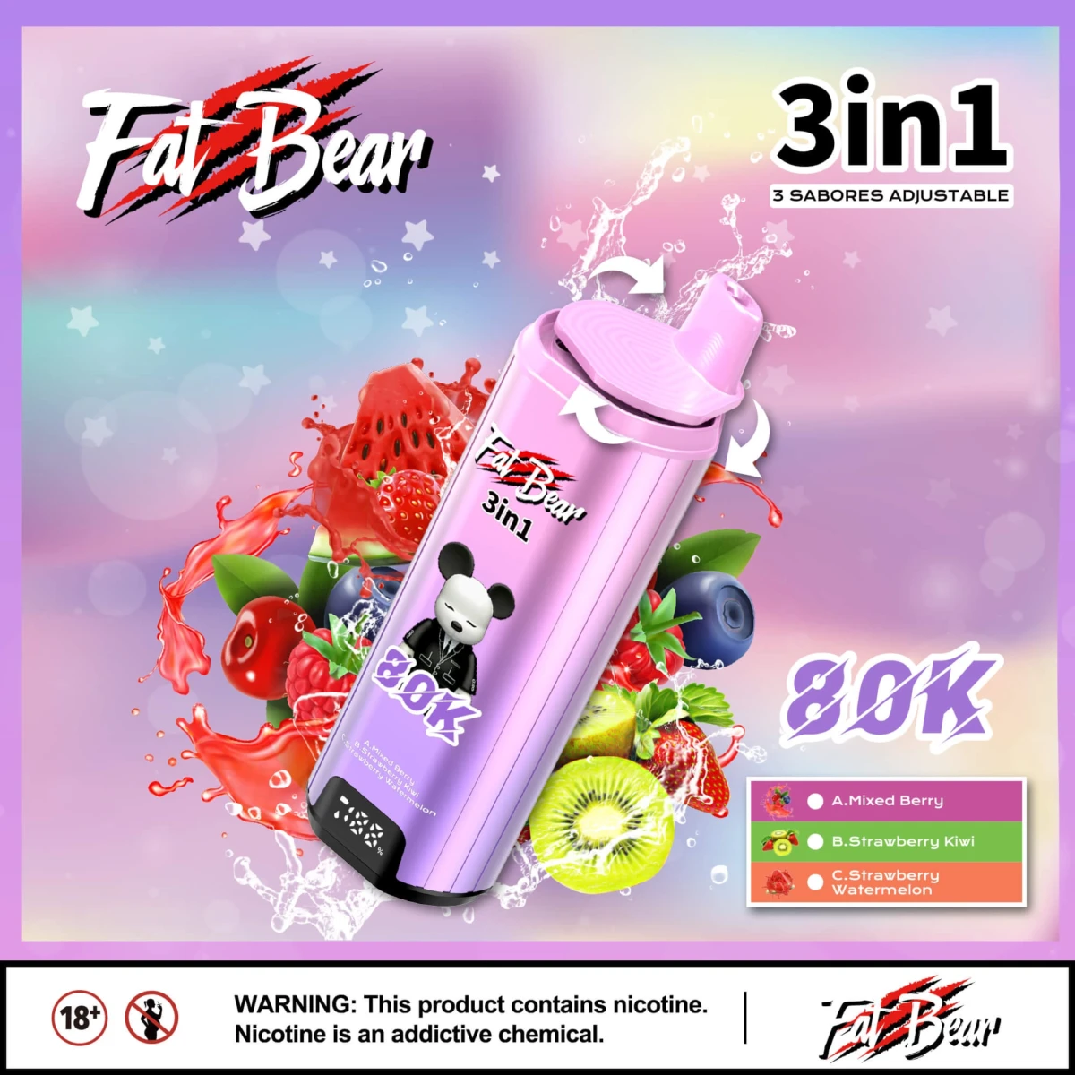 AIVONO AIM FAT BEAR 80000 PUFFS Triple Flavors Low Nicotine Bulk Buy Original Rechargeable Disposable Vapes Wholesale