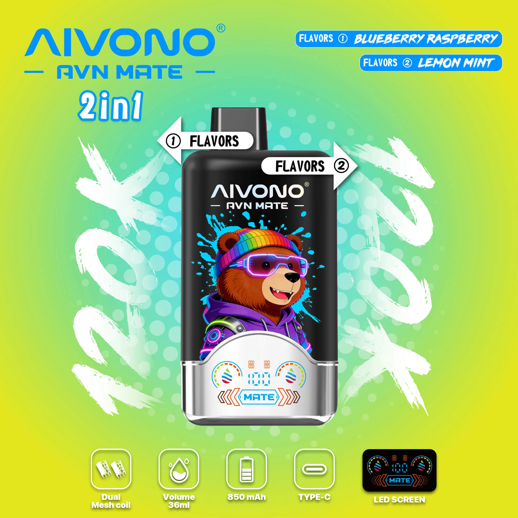 AIVONO AVN MATE 120000 Puffs Disposable Vapes 2 In 1 Taste Wholesale Bulk Buy 120K Smart Screen - Image 3