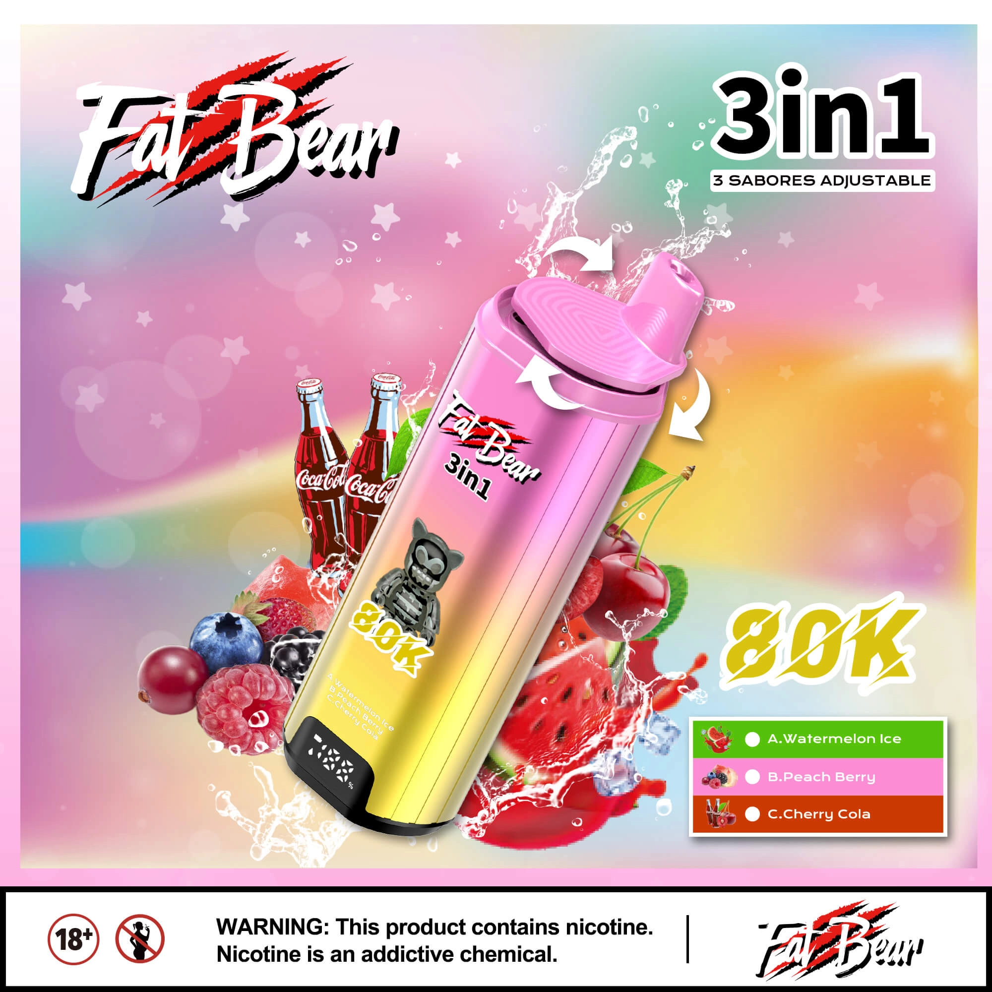 AIVONO AIM FAT BEAR 80000 PUFFS Triple Flavors Low Nicotine Bulk Buy Original Rechargeable Disposable Vapes Wholesale - Image 10
