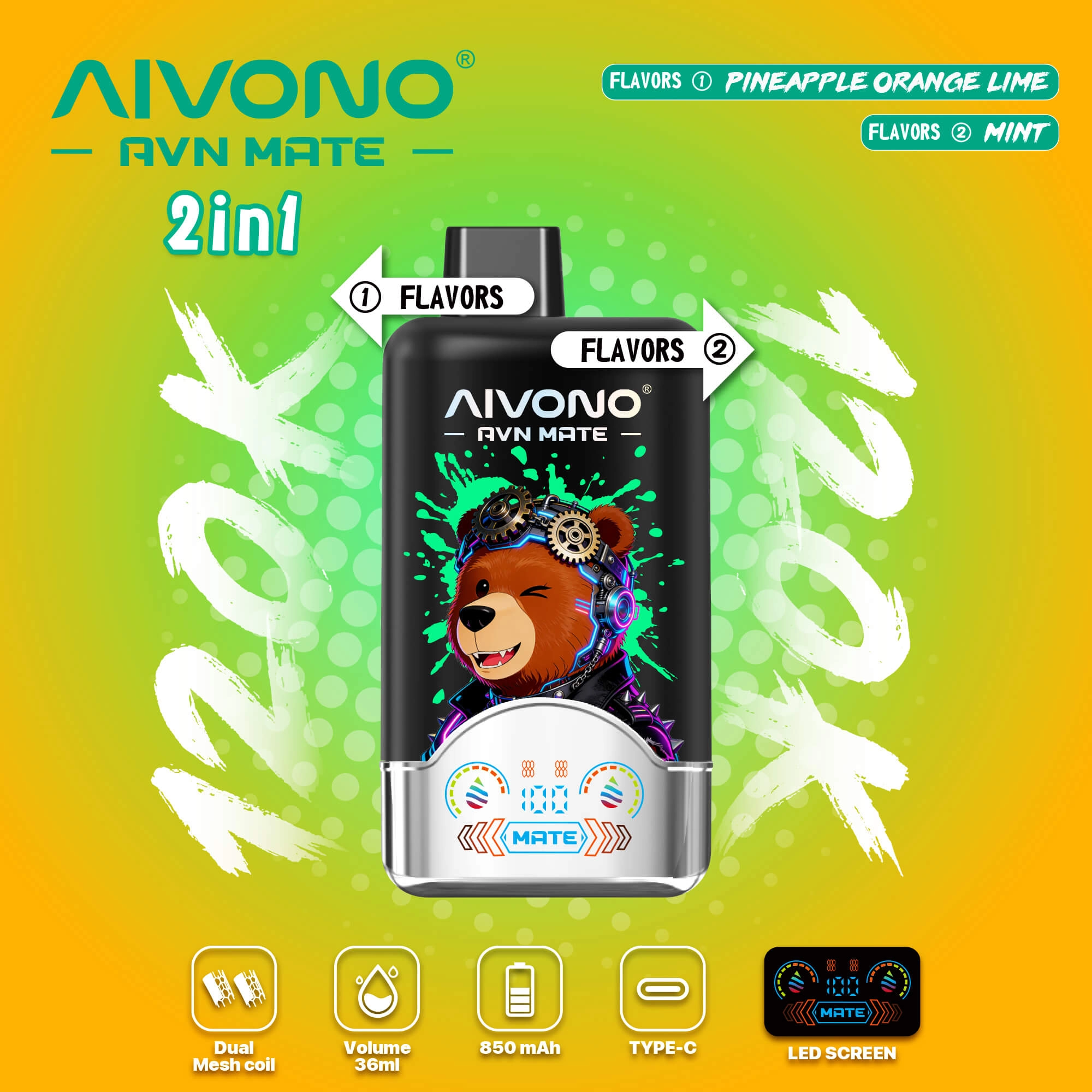 AIVONO AVN MATE 120000 Puffs Disposable Vapes 2 In 1 Taste Wholesale Bulk Buy 120K Smart Screen - Image 12