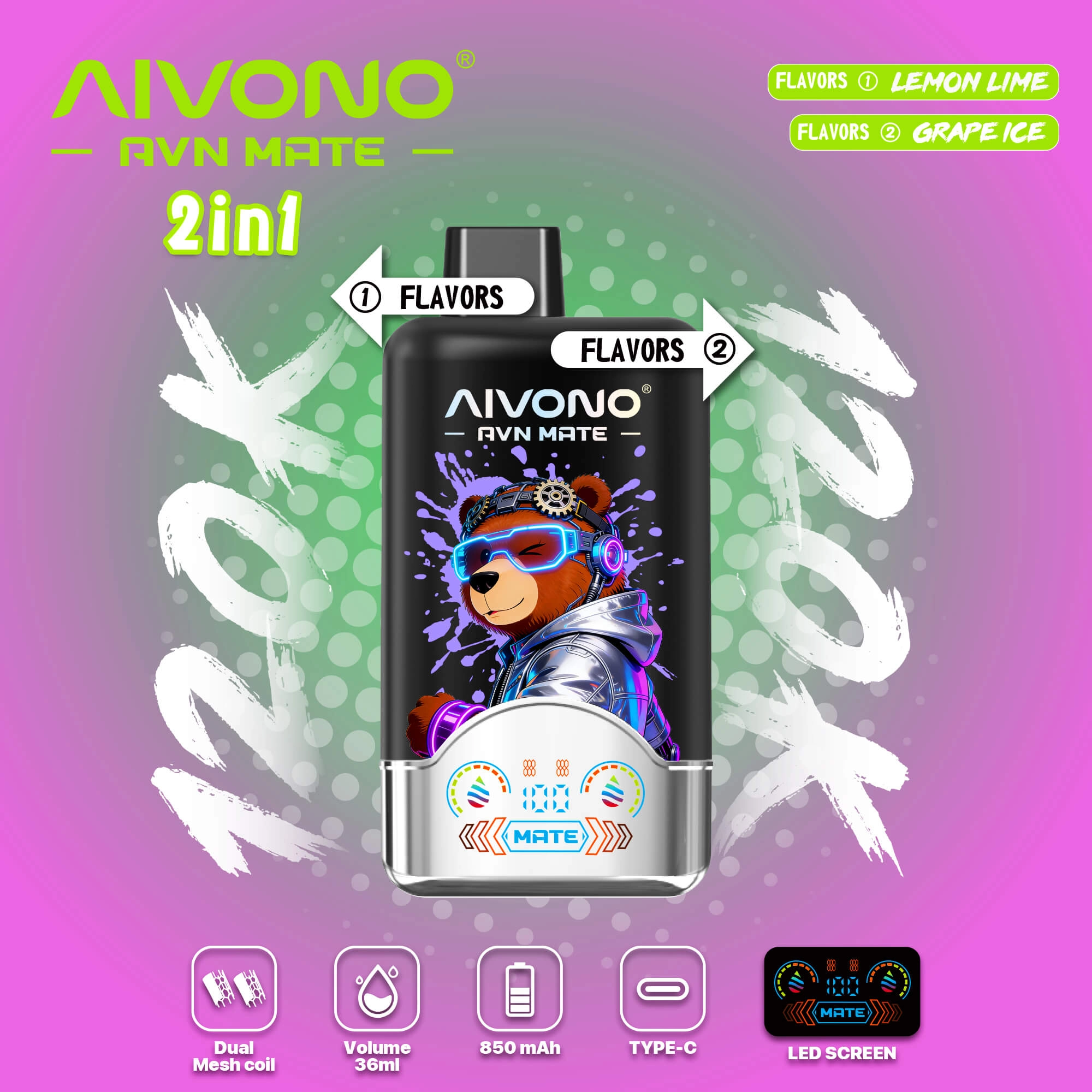 AIVONO AVN MATE 120000 Puffs Disposable Vapes 2 In 1 Taste Wholesale Bulk Buy 120K Smart Screen - Image 11