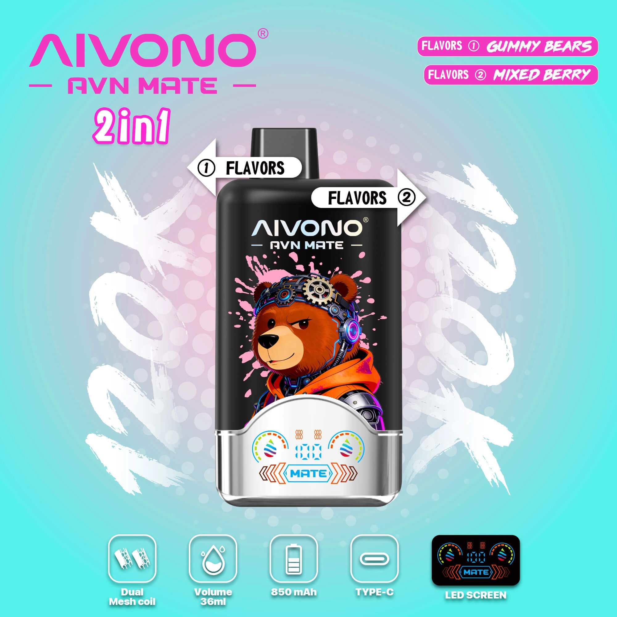 AIVONO AVN MATE 120000 Puffs Disposable Vapes 2 In 1 Taste Wholesale Bulk Buy 120K Smart Screen - Image 10