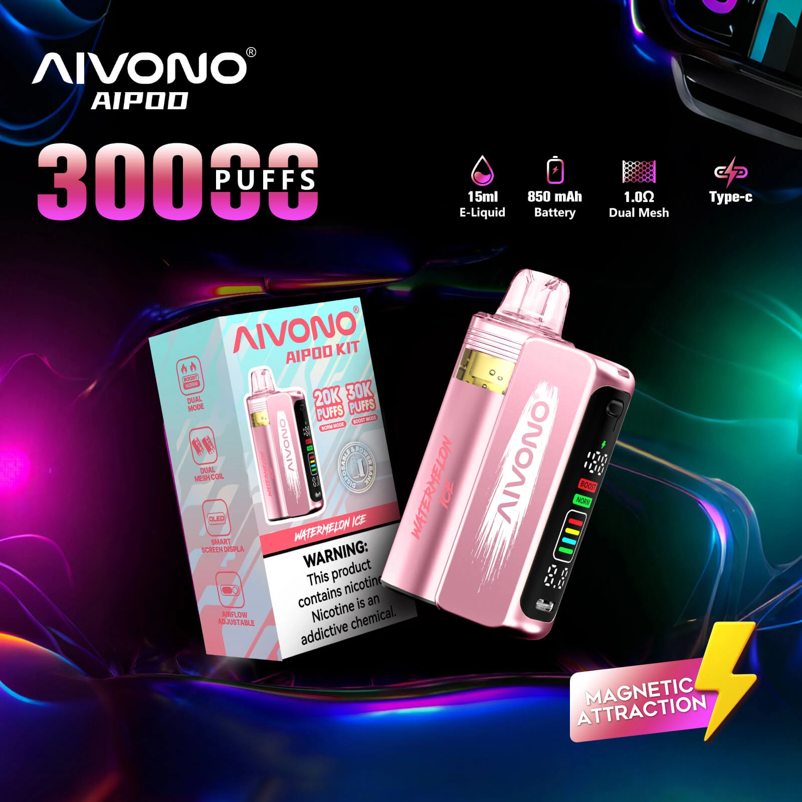 AIVONO AIM AIPOD KIT 30000 PUFFS 10 FLAVORS VAPE WHOLESALE FACTORY DISPOSABLE E-CIGARETTE VAPER - Image 5