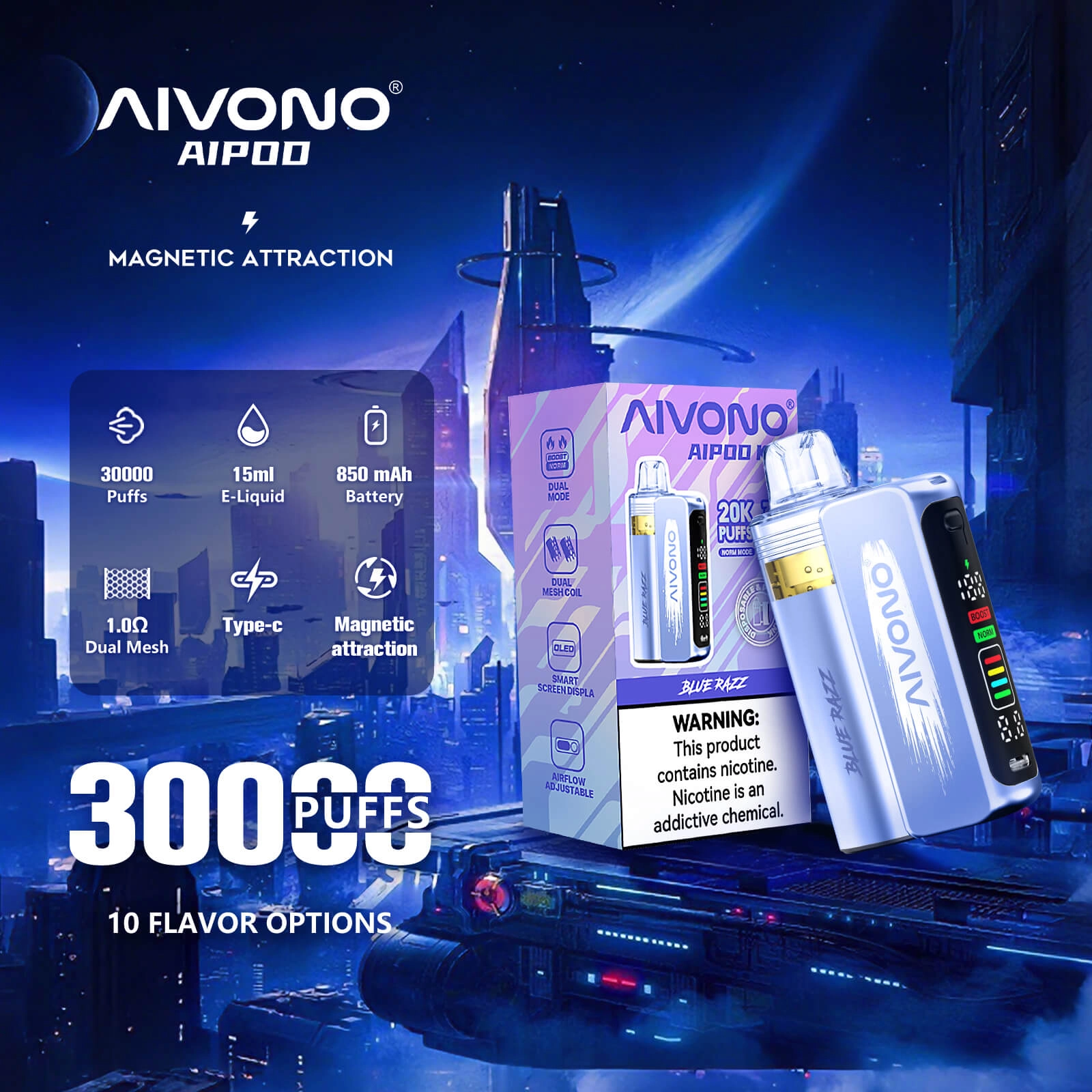 AIVONO AIM AIPOD KIT 30000 PUFFS 10 FLAVORS VAPE WHOLESALE FACTORY DISPOSABLE E-CIGARETTE VAPER - Image 7