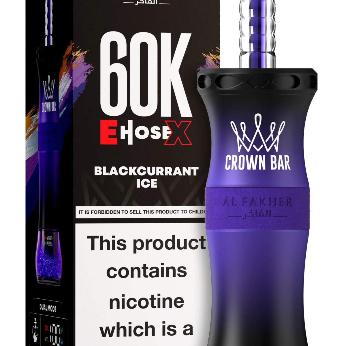 Al Fakher Crown Bar 60K E-Hose X Blackcurrant Ice Disposable Hookah Vape