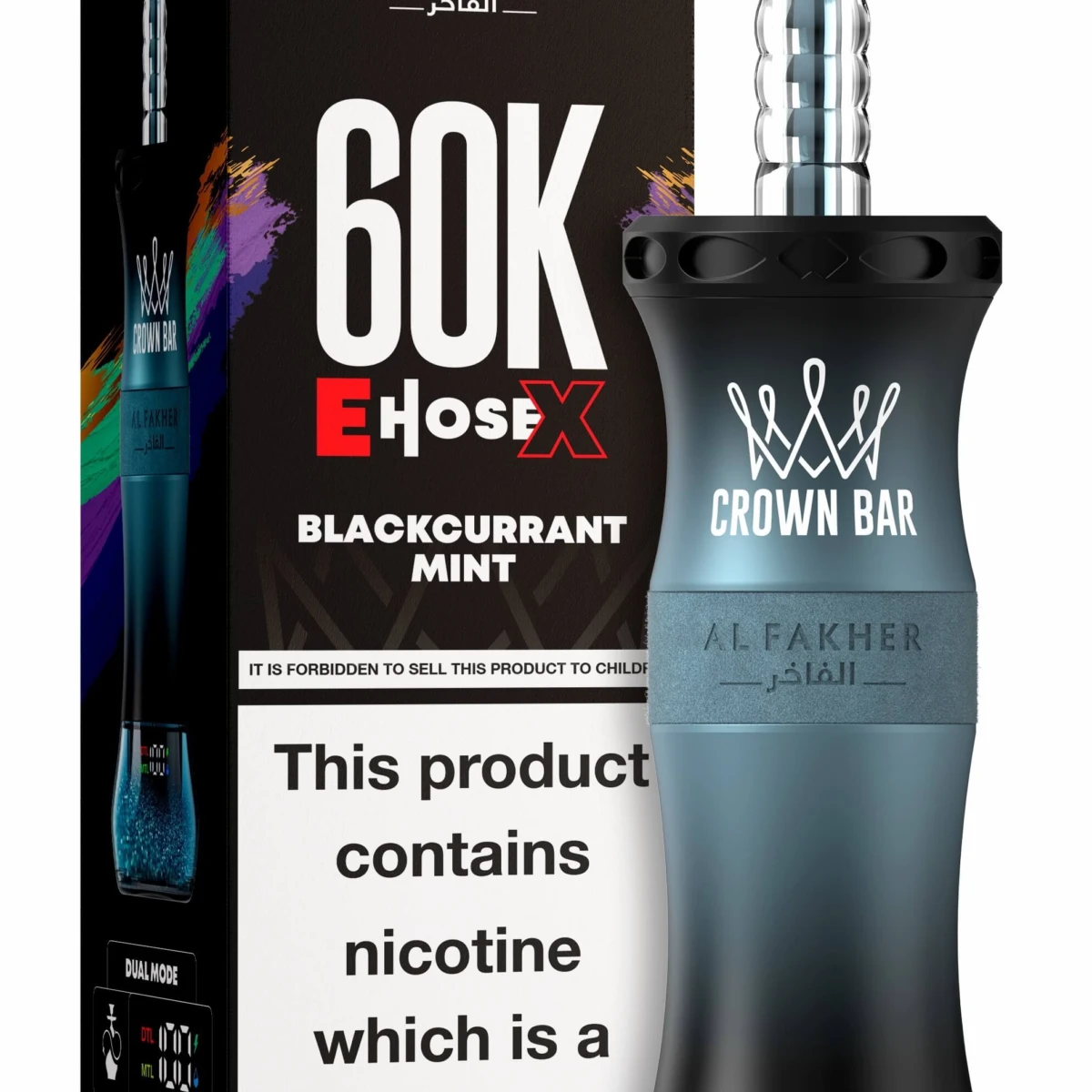 Al Fakher Crown Bar 60K E-Hose X Blackcurrant Mint Disposable Hookah Vape