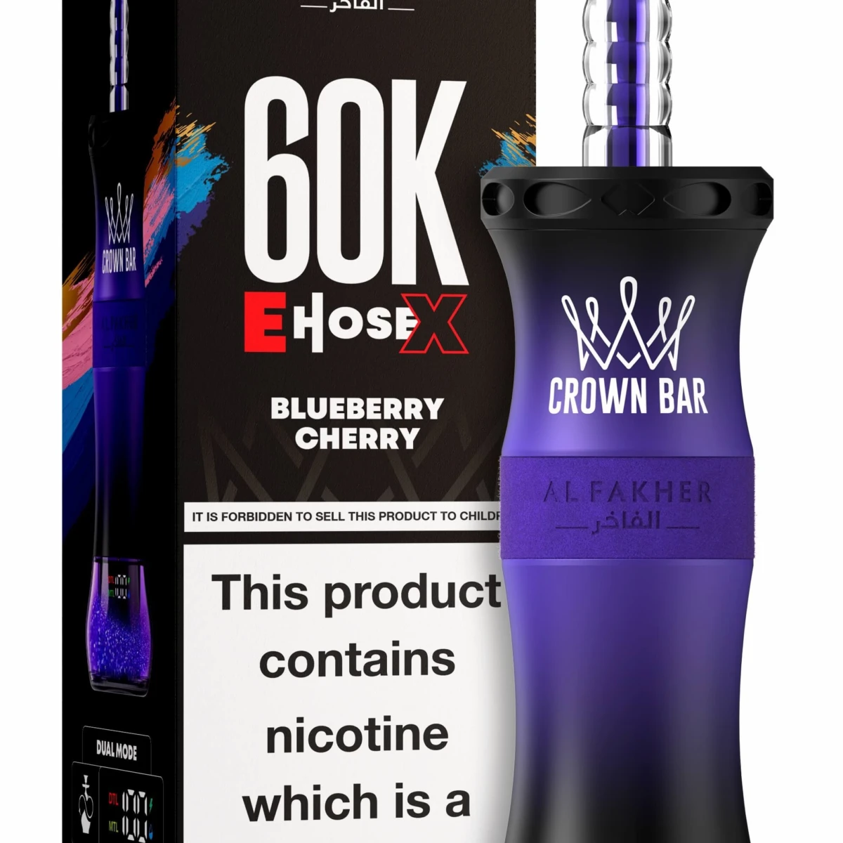 Al Fakher Crown Bar 60K E-Hose X Blueberry Cherry Disposable Hookah Vape