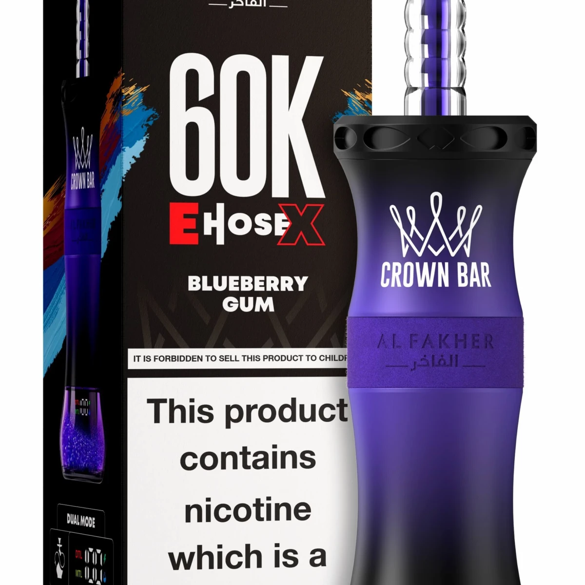 Al Fakher Crown Bar 60K E-Hose X Blueberry Gum Disposable Hookah Vape
