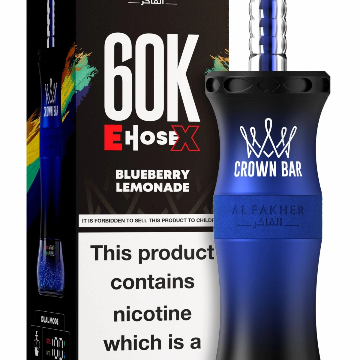 Al Fakher Crown Bar 60K E-Hose X Blueberry Lemonade Disposable Hookah Vape