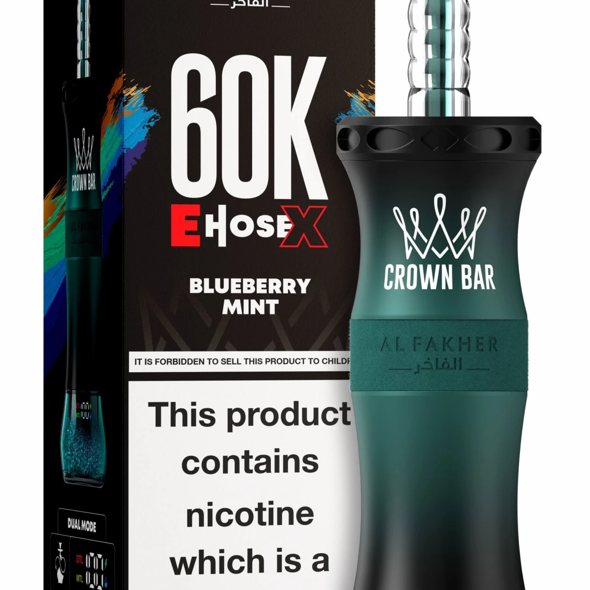 Al Fakher Crown Bar 60K E-Hose X Blueberry Mint Disposable Hookah Vape