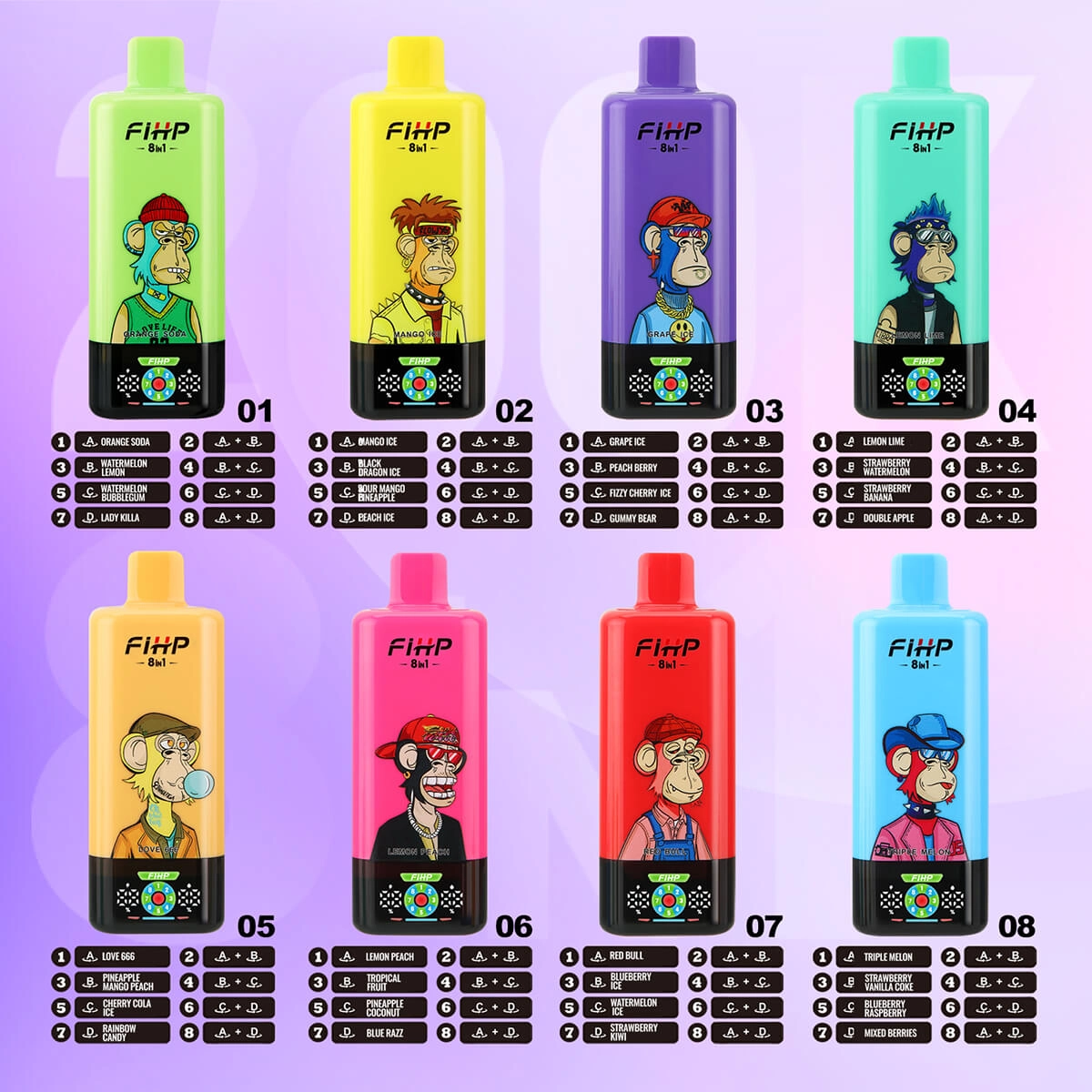 FIHP 200k 8in1 Puffs Disposable Vape Wholesale 200000 Puffs