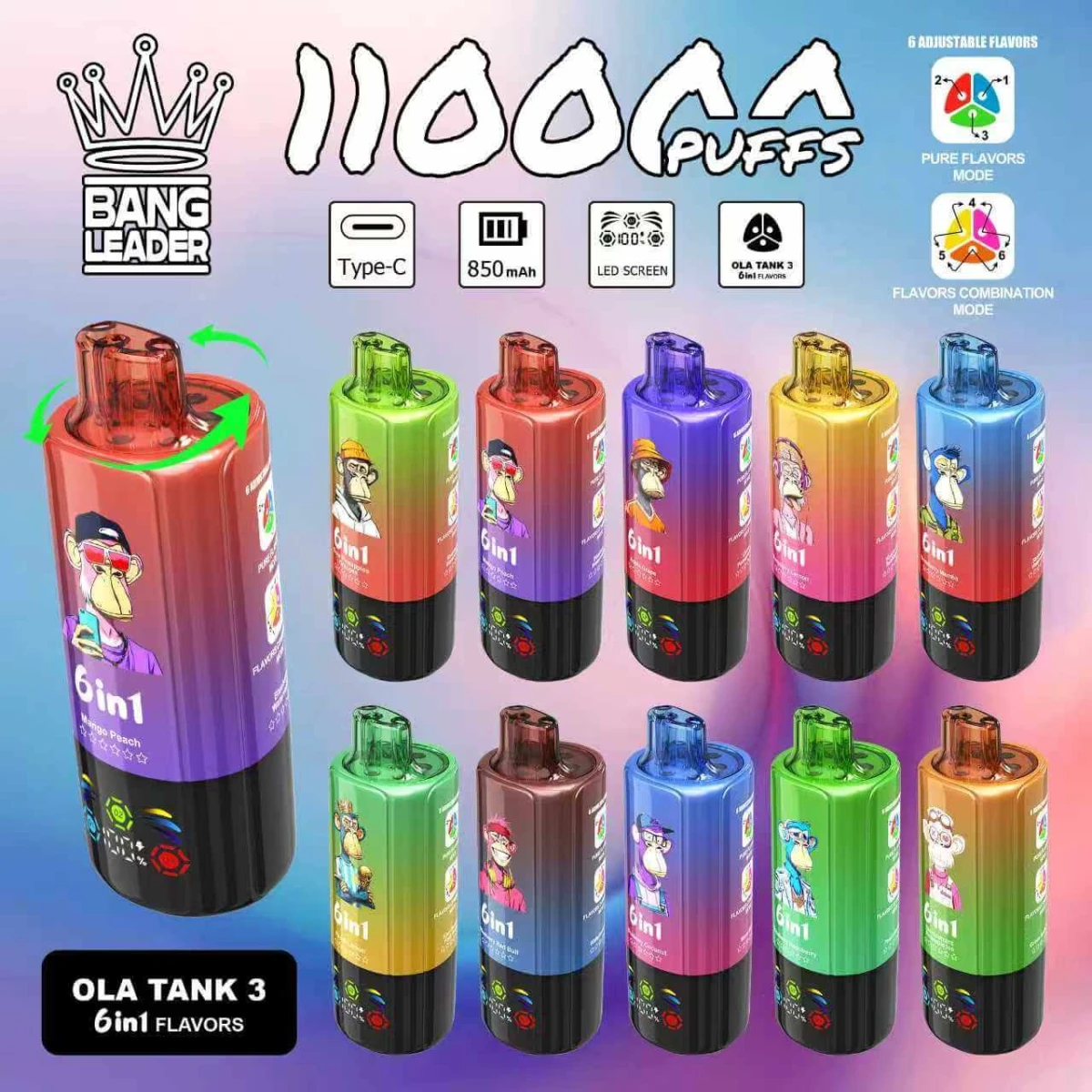 Bang Leader 110000 110k Puffs 6 in 1 Flavors Disposable Vape