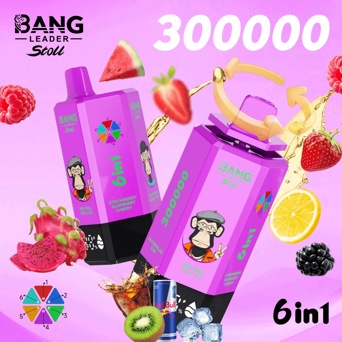 Bang Leader Stoll 300K – 6 in 1 Flavors Disposable Vape | 300,000 Puffs