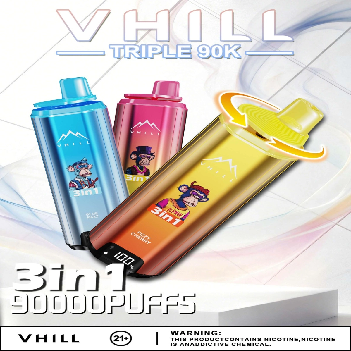 VHILL Triple 90K 3in1 Disposable Vape 90000 Puffs Mixed Berry Triple Melon Fizzy Cherry Wholesale