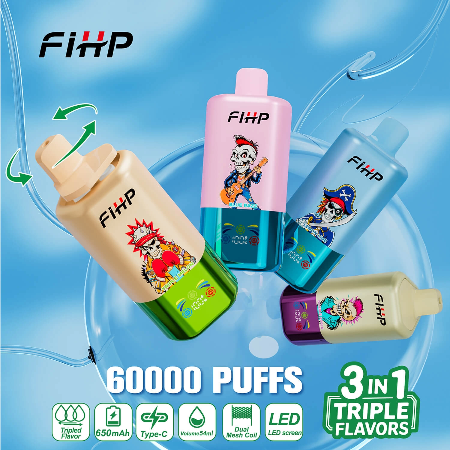 FiHP 60000 Puffs 3in1 Triple Flavor Vape - Image 8